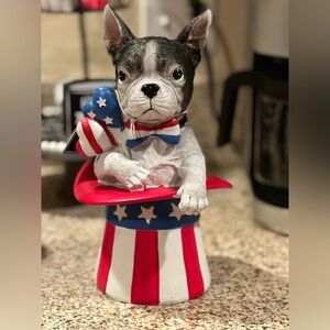 Martha Stewart Patriotic Frenchie Dog Figurine with Hat